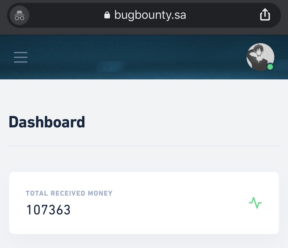 مجموع مكافأتي في #منصة_مكافآت_الثغرات ماشاء الله وصل 107,363 الف