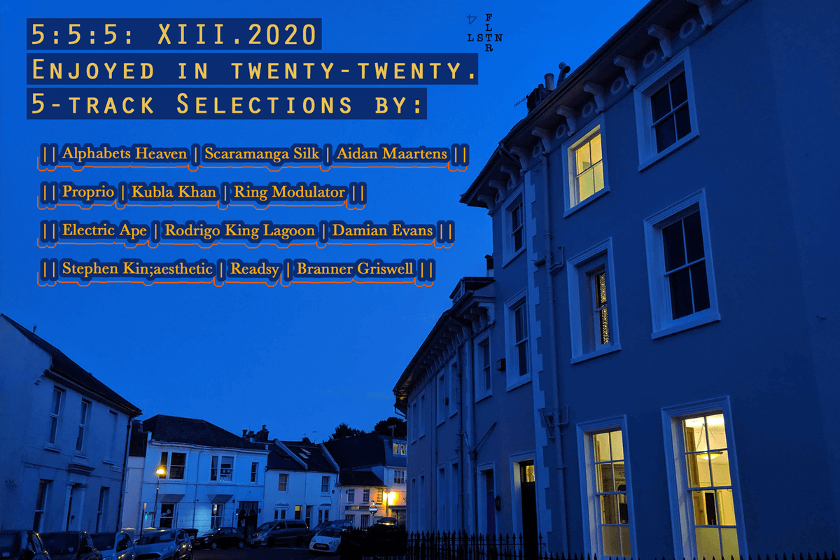 kin_recordings's tweet photo. 5:5:5: Returns! URL FIXED. 

12 selectors hand-pick 5 tracks, personal 2020 faves.

60 tracks in all. Hearty Highlights from:

@alphabetsheaven @scaramanga_silk @AidMaart @_Proprio_ @AdamJosho @TheElectricApe @King_Lagoon @BrannerGriswell @Kin_Aesthetic 

https://t.co/uysCIPWL5R https://t.co/7ni357BR5c