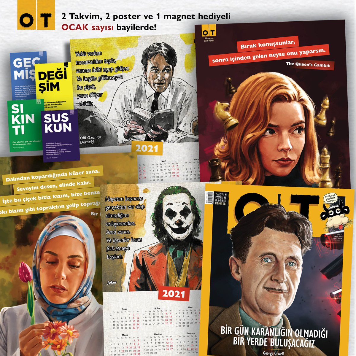 otdergi's tweet photo. Bırak konuşsunlar, sonra içinden gelen neyse onu yaparsın. #TheQueensGambit #OTposter illüstrasyon ✍ @sezendraws #OTdergi #Ocak sayısı poster, takvim ve magnet hediyeleriyle gazete dergi bulunan her yerde! 👉 https://t.co/f1mzp9cvp7 https://t.co/98qFcpBwlF