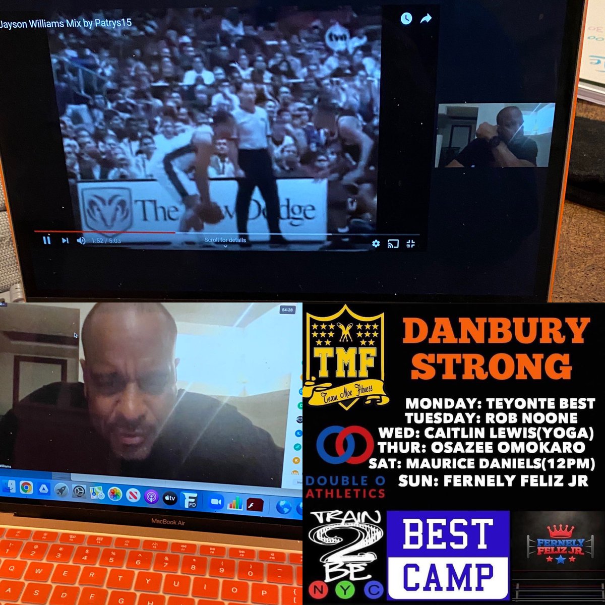 Great workout yesterday with Coach Rob Noone. Thanks to special guest speaker NBA All Star Jayson Williams.  YOGA today at a NEW TIME 2:30. 
DANBURY STRONG
Caitlin Lewis
Wed1/6 2:30pm
Join Zoom Meeting
us02web.zoom.us/j/85106124307?…
Meeting ID: 851 0612 4307
Passcode: Danbury