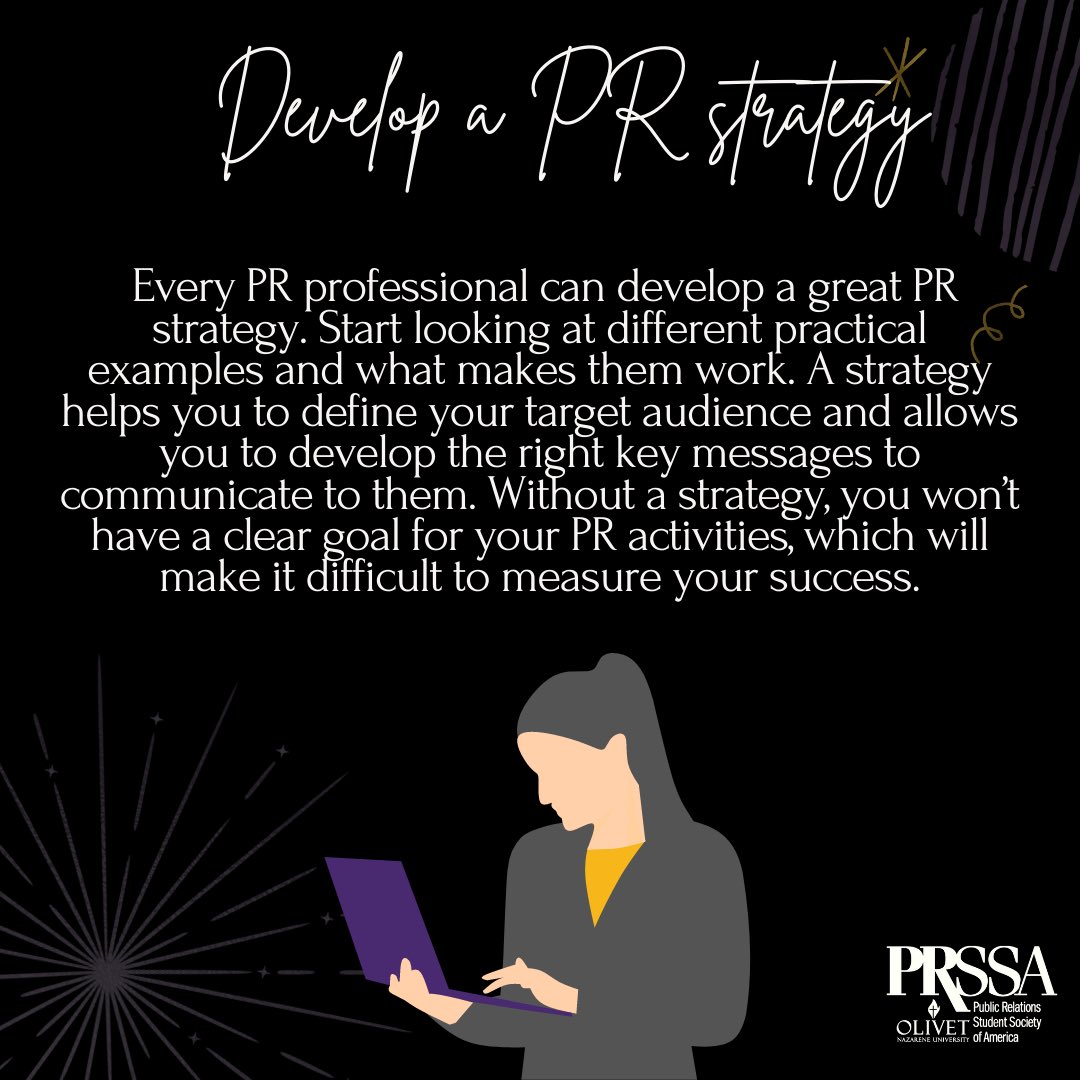 OlivetPRSSA's tweet photo. How did your resolutions go last year? Have you made an new ones for 2021? We got a few ideas on what you can do to build up and refresh your PR skills this year! 🎆 #OlivetPRSSA #COMMTogether #PRSSA #NewYear https://t.co/LxYi1fxBaf