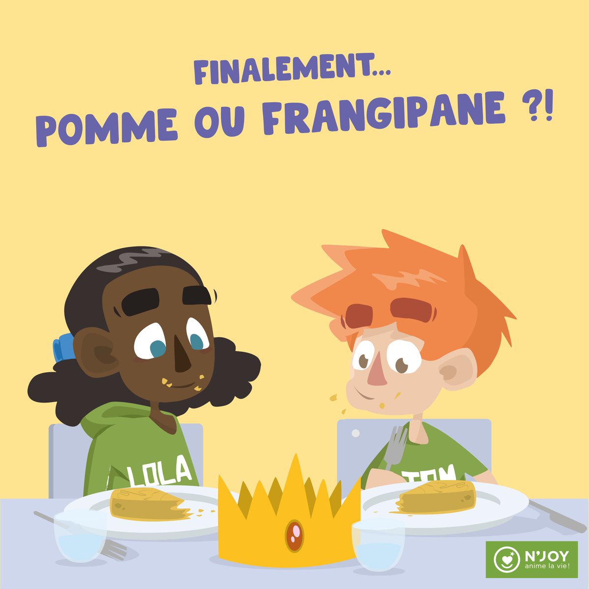 Aujourd'hui c'est LA journée des gourmands : vive la galette des rois. 😋

Et vous, vous êtes plutôt pomme ou frangipane ?? En tout cas Tom &amp; Lola ont choisi : ils adorent LES 2 !! 

#GaletteDesRois