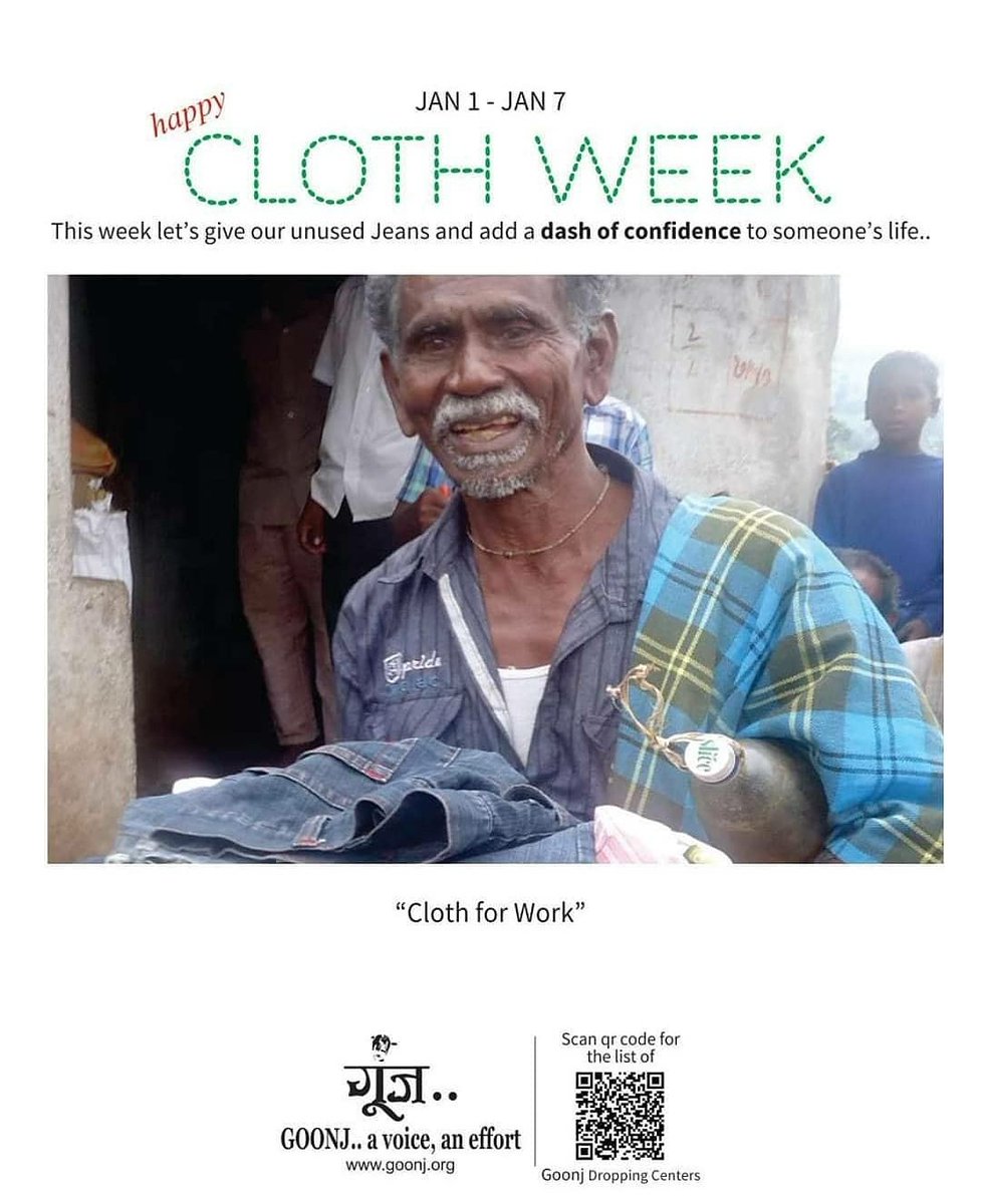 goonj's tweet photo. Day 6 of #ClothWeek
Your trendy jeans can do so much more...like, add a dash of confidence to someone's life.
Do your bit, Donate now: https://t.co/WHWSohzFYo
#clothday #goonj #mindfulgiving #newyear #2021 https://t.co/QxmUSbyVs2