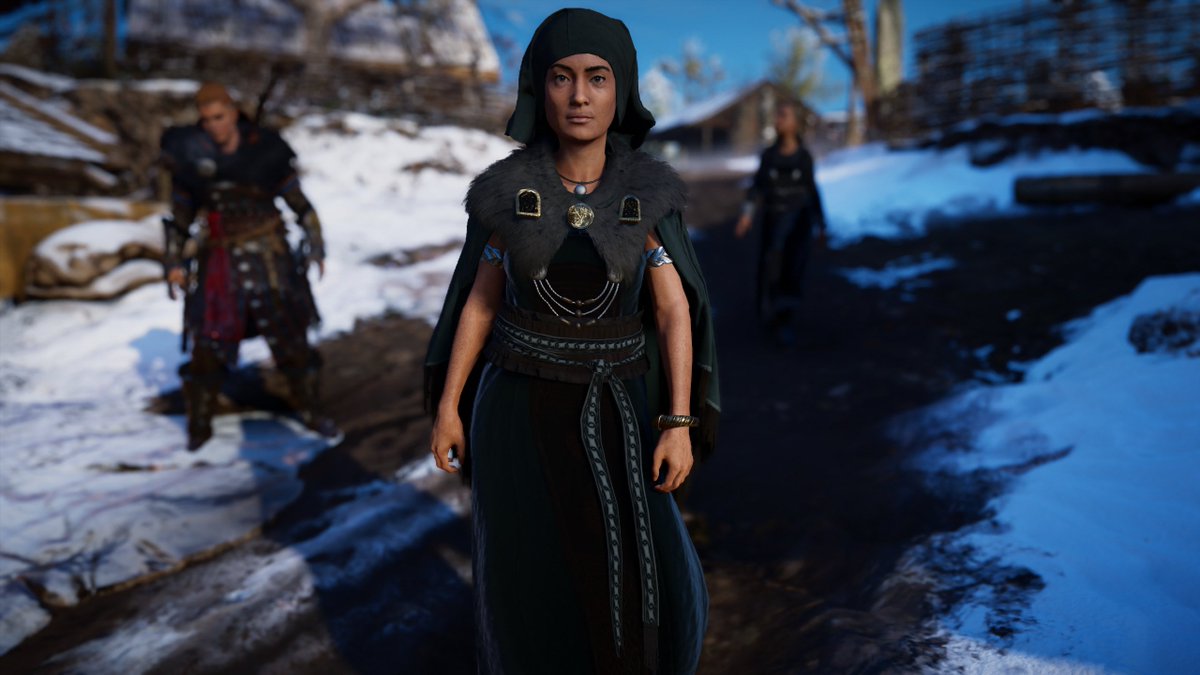 Colors also respect what we know was available (chemicals in wool were analyzed to find dyeing materials used).Mostly, it's bright reds, yellows, blues, browns, natural whites...I'm skeptical about the availability of black, which we see on Eivor's robes and on some civilians.