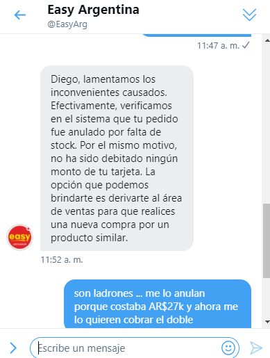 dhsan1978's tweet photo. @EasyArg Estafadores escondidos atrás de la idea de buena atención.... quiero el producto que compré al precio que lo compré! https://t.co/mx10C0NNJz