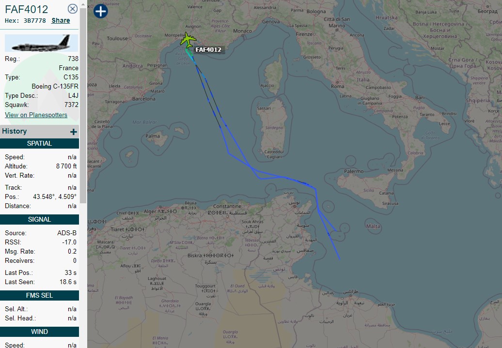 Laurent_Le_Bloa's tweet photo. French AF tanker KC135 #FAF4012 from Istres #France along #Libya coasts
French AF Tanker A330-243MRTT #VT36 in mission over #Djibouti
#UK #RAF A330-243MRTT #RRR9412 from Athen #Greece over Red Sea between #Erytrea & #Yemen and return
@RAbdiAnalyst
@Abdi678
@maleshov https://t.co/7Vw9GW4qXD