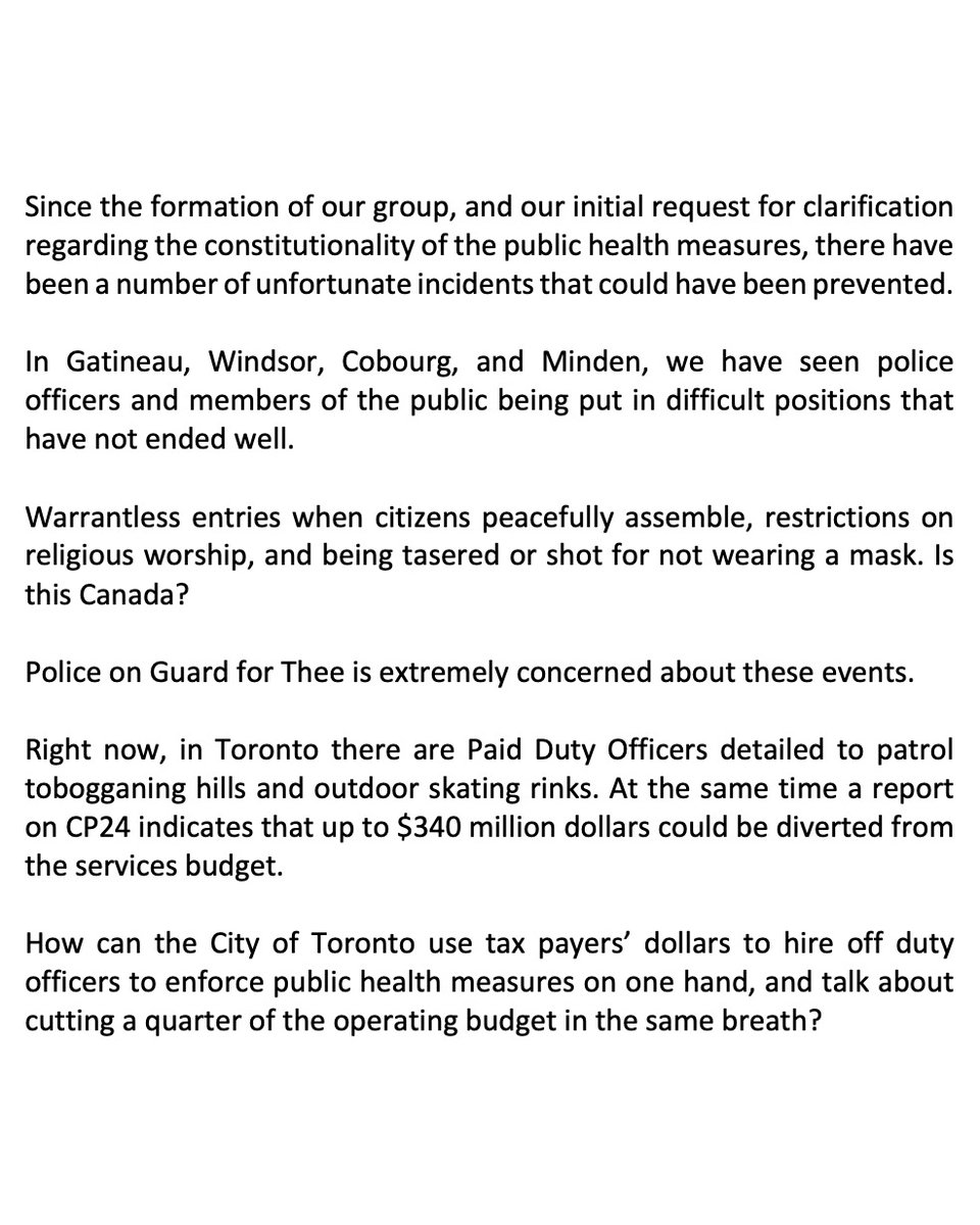 PoliceOnGuard's tweet image. Since our request for clarification on the constitutionality of public health orders, there have been many unfortunate incidents that could have been prevented. We have seen officers and the public being put in difficult positions that have not ended well.

#RememberYourOath