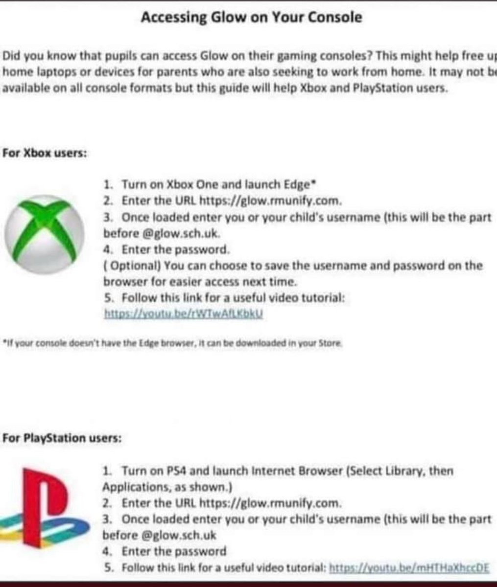 PGSModLangs's tweet photo. You can access Glow from your Xbox or PlayStation, apart from your laptops or phones. Remember we start online learning on Monday #OnlineLearning #GetReady https://t.co/wEwTAKRcAy