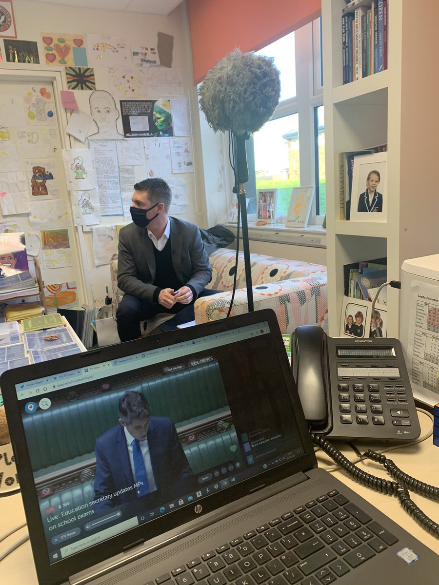 A mini thread and lots of thanks to  @itvnews  @BenChapmanITV I was asked today if I would be filmed watching  @GavinWilliamson deliver his 130pm speech and then do an interview for the 630news ...my angle was the fact that I am still waiting for 52 laptops that I needed Dec11th 1/3