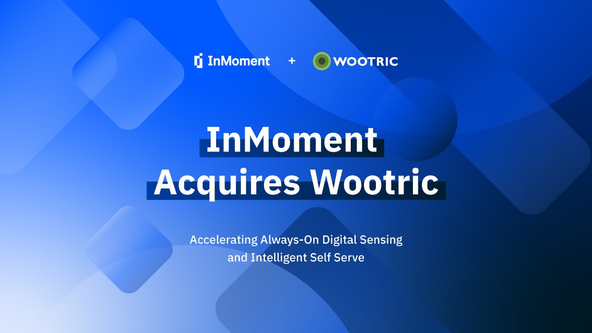 At InMoment we continue to push the boundaries of experience management to improvement with the recent acquisition of Wootric, a digital feedback leader.

inmoment.com/news/inmoment-…