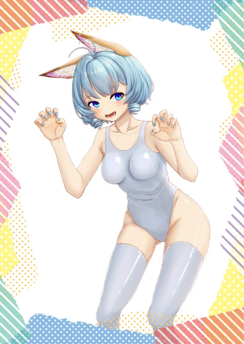 狐耳白スクニーソ
#SiroArt 