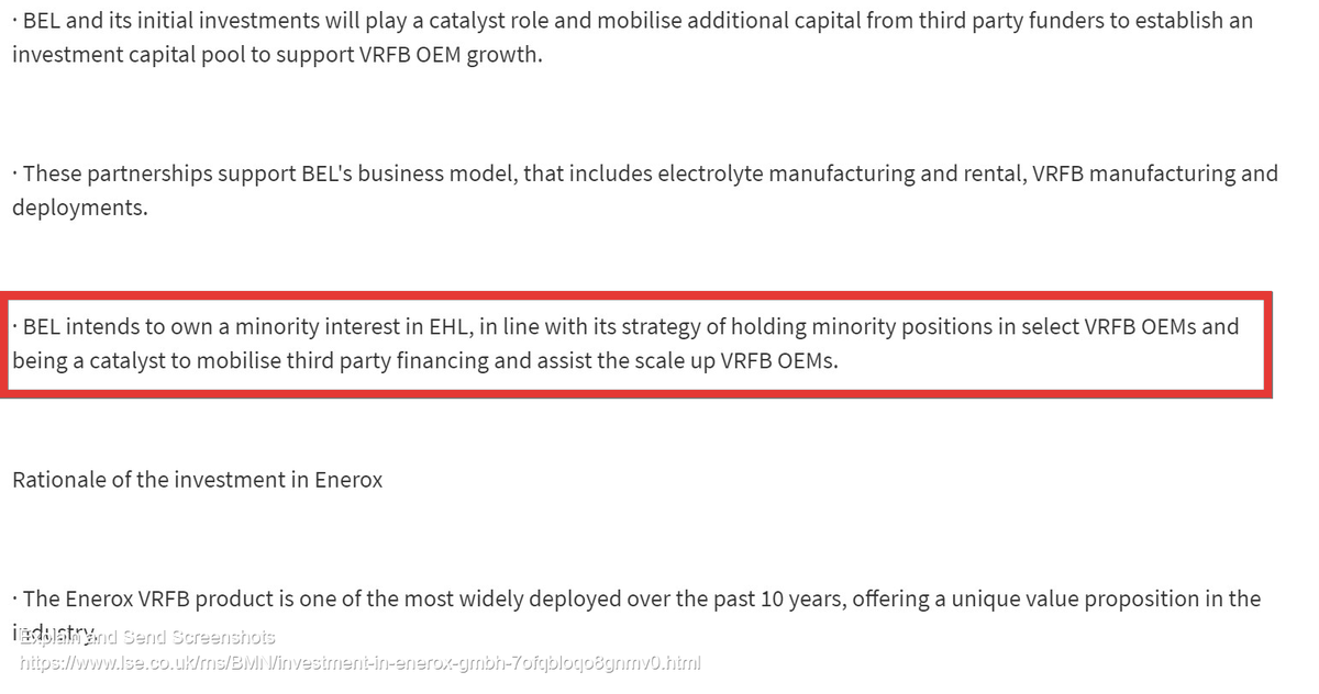 1/7Whilst i like the ambitious nature of your thesis  @MylesMcNulty, the latest  #BMN update on Enerox (3rd Aug 2020) does not support such a move.There the talk remained about holding a "minority interest" in EHL, which owns 90% of Enerox. https://twitter.com/MylesMcNulty/status/1346831415674068995?s=20