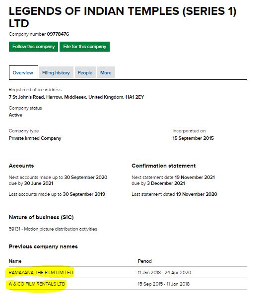 I have notice one more thing that name has been changed multiple times in almost all of his companies.Sometimes real assets company changed in Movie production company!Why someone needs so many companies in same filed?