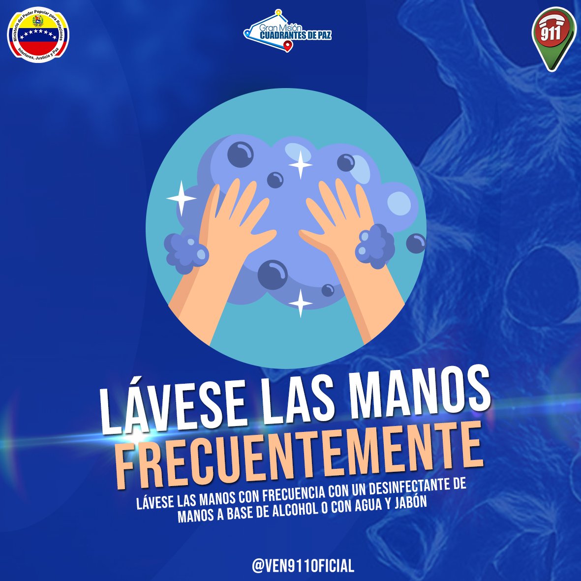 MijpVzla's tweet photo. #ATENCIÓN🔴  Recuerda lavarte las manos con frecuencia y a fondo, usando un antibacterial a base de alcohol o con agua y jabón.

#MPPRIJP
#ANPatriota https://t.co/uzZhNhSUBb