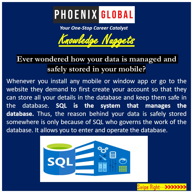 PhnxGlobal's tweet photo. Phoenix Global brings you this Knowledge Nugget to give you a brief insight about SQL.
#phoenixglobal #phnxglobal #sql #dml #ddl
#mysql #operators
#commands
#applications #employmentopportunities  #database #technology #developer #education  #skilldevelopmenttraining #learning https://t.co/bSjCB6UESB