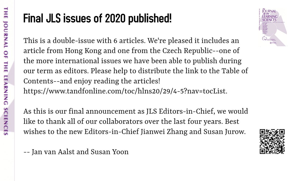 JLearnSciences's tweet photo. Final JLS issues of 2020 published! Enjoy reading the articles! https://t.co/CO66WoLbzp https://t.co/NLwjJMwjbe