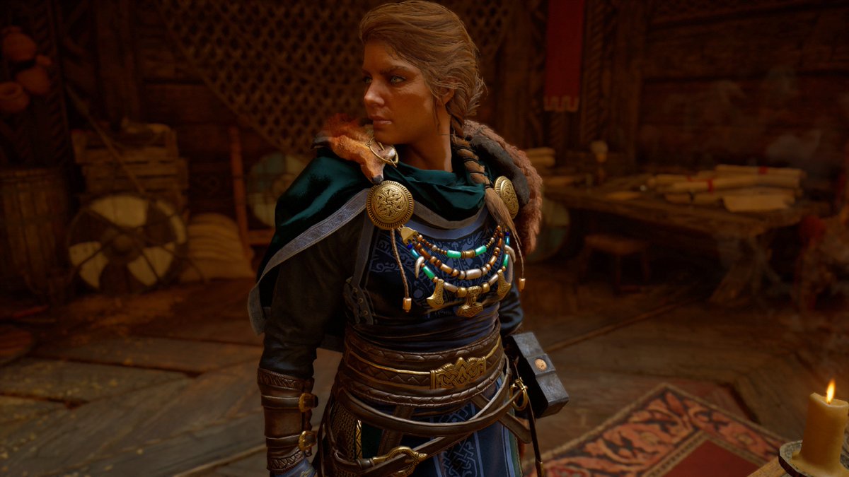 I already mentioned oval and round brooches, but let's talk about jewelry a bit. Again, good job.Beads and Thor's hammer pendants hanging from Randvi's brooches are 100% plausible. Wealthy married women often wore those, and Randvi is both!And the fibula on her cloak! 