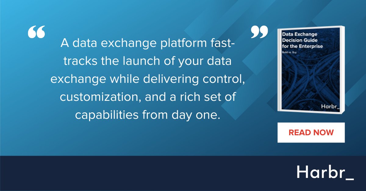 HarbrData's tweet image. Build or buy? In this Data Exchange Decision Guide for the Enterprise, we’ll help you compare your data exchange options across 5 key categories. Learn more: bit.ly/2KIl1Al

#dataexchange #datadrivenbusiness #decisionguide #dataplatform