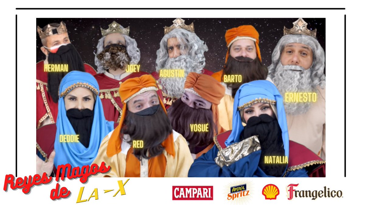 laxpr's tweet image. Estos son los Reyes Magos de La X. 
¡Pendientes que a las 12:00pm decimos los ganadores! 
Nuestros disfraces son de Party City #laxpr #Campari #Aperol #Shell #Frangelico #PartyCityPR