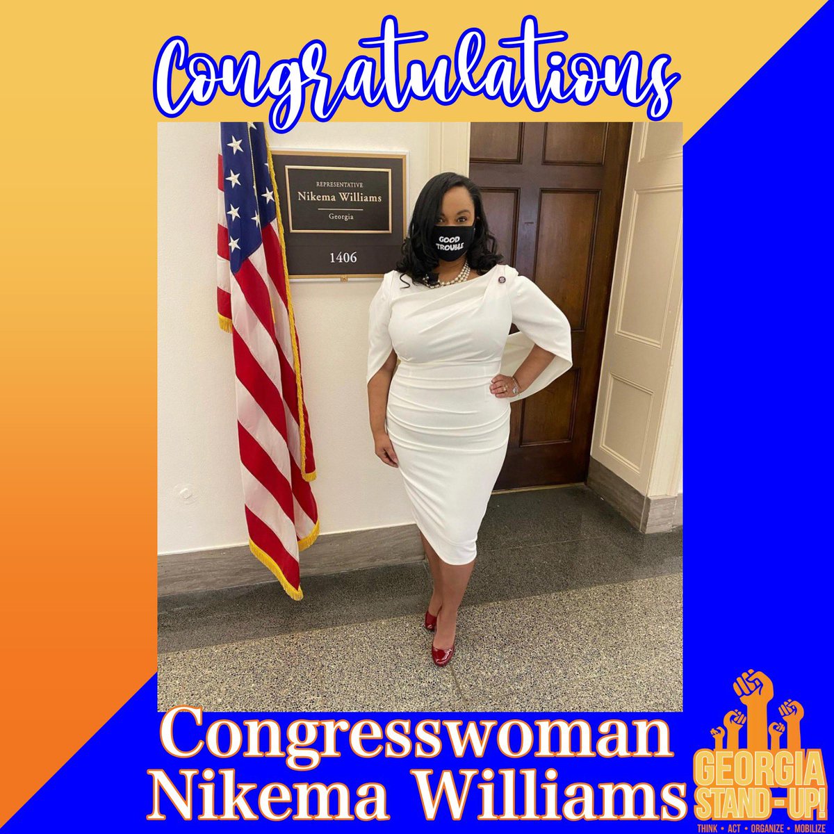 Congratulations to Congresswoman Nikema Williams (@NikemaWilliams) representing Georgia’s 5th Congressional district. 

#goodtrouble 
#standupandvote
#winwithblackwomen
#MaskUP
#Blacktotheballot
#StandUpMaskUp
#YourVoiceYourVote