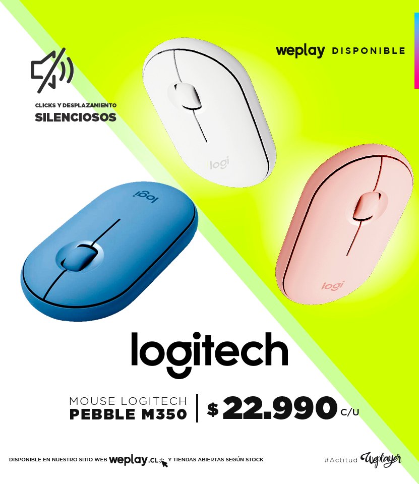 weplaystore_cl's tweet photo. Convierte cualquier entorno en un espacio minimalista, moderno y silencioso con #Logitech #PebbleM350: el ratón portátil que se adapta a tu estilo de vida  😍 Disponible en web ➡https://t.co/YepOhsv5mA  ⬅ y en tiendas abiertas #WeplayStore *Envío en un plazo de 12 días hábiles https://t.co/tEGcCiYzsR