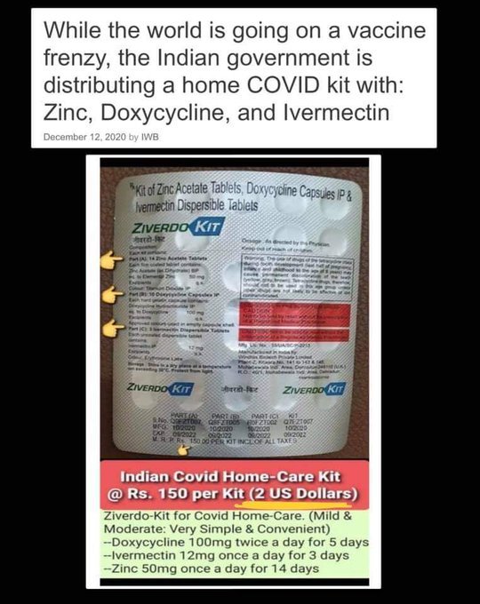 INDIA GIVES IVERMECTIN HOME KITS TO IT'S CITIZENS