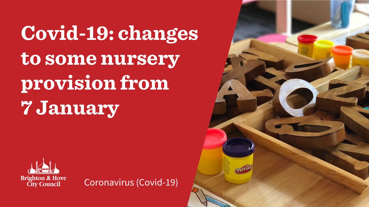 To help reduce the spread of Covid-19, from 7 January all council-run nurseries in Brighton &amp; Hove will be closed to all but vulnerable children and children of critical workers.

More information: ow.ly/FSsG50D1s6z