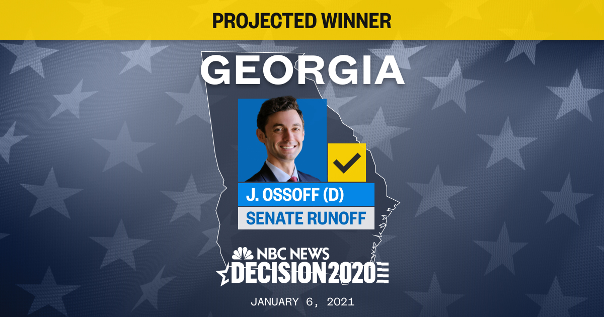 RT @NBCNews: BREAKING: Jon Ossoff wins U.S. Senate runoff in Georgia, NBC News projects. https://t.co/Aw7iivnOfB