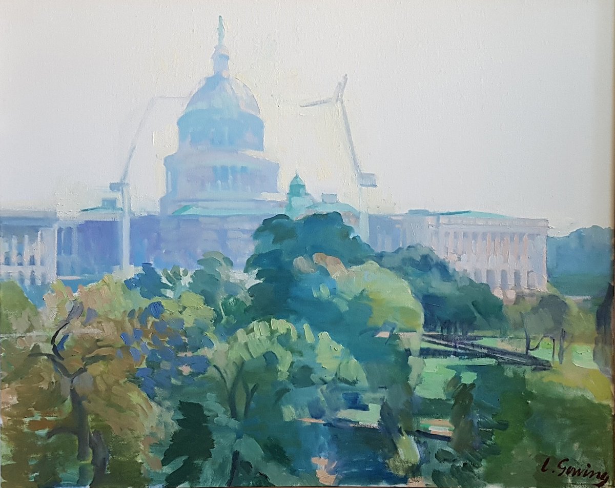 'Capitol Hill, Washington DC' (1987)
Oil on canvas 
62.5 x 76.5cm 
by Sir Lawrence Gowing CBE 
#capitolhill #washingtondc #painting #art #oilpainting
highgateart.com/sir-lawrence-g…