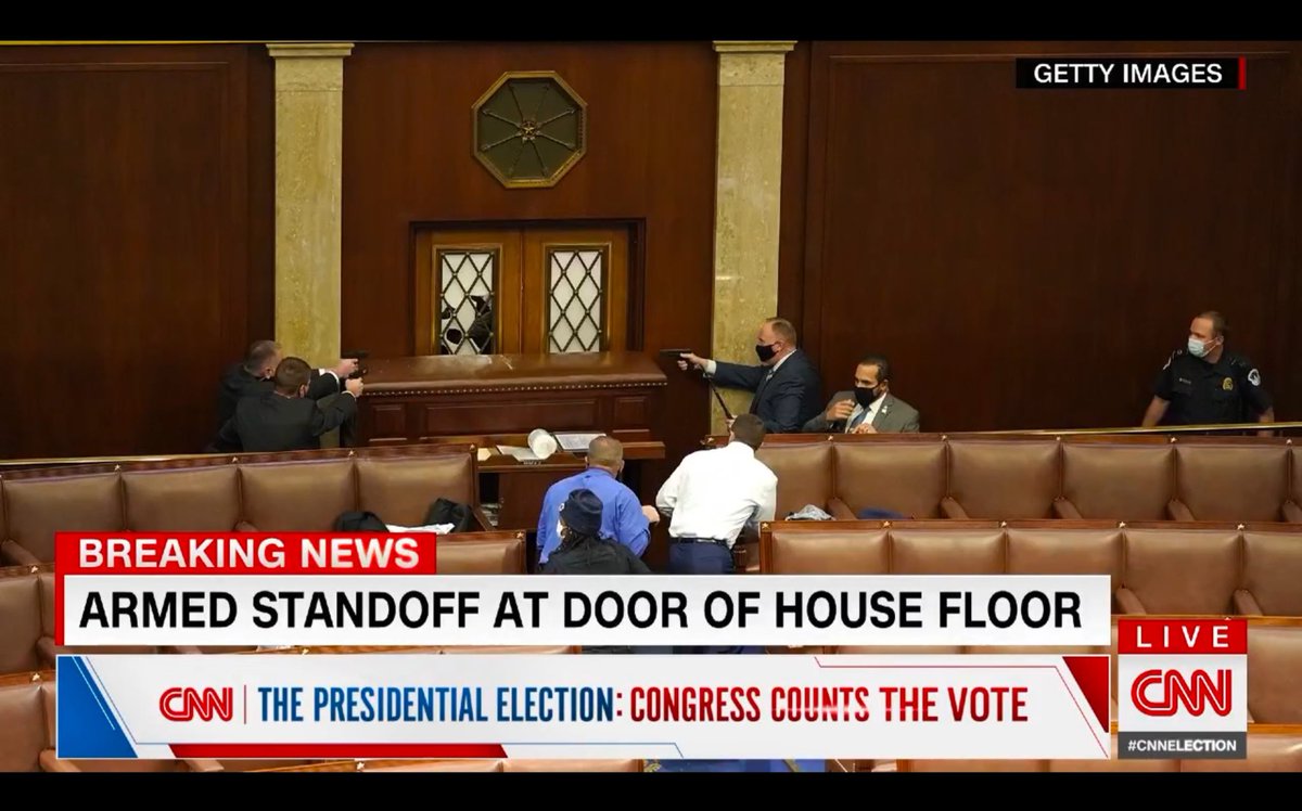 “Armed standoff at door of House floor” — can you imagine what would have happened if BLM protesters (who btw have a million times over legitimate demand) gotten anywhere this?  #DC
