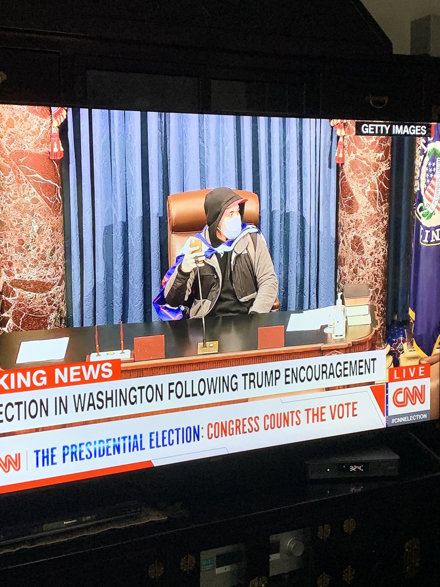 if this was a black man, he wouldn’t have even made it to that seat. there’s a big difference between POC getting tear-gassed just for being near the White House &amp; Trump supporters who have the luxury of breaking into the Senate chambers completely unharmed. #WashingtonDC