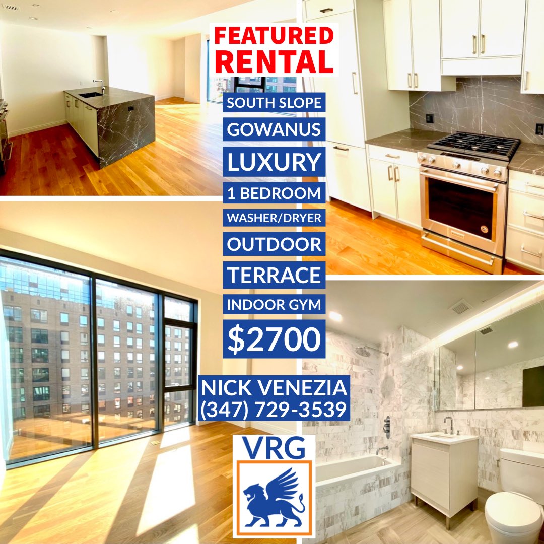 NCVrealty's tweet photo. New #featured rental alert 🚨 in #southslope #gowanus #brooklyn ..Luxury ultra modern 1 bedroom, washer and dryer, outdoor terrace and gym for $2700 ..Contact me for showings and more info #veneziarealtygroup #vrgllc #rentalproperty #rent #featured #rentwithvenezia #lease https://t.co/cXuQS7l2Sk