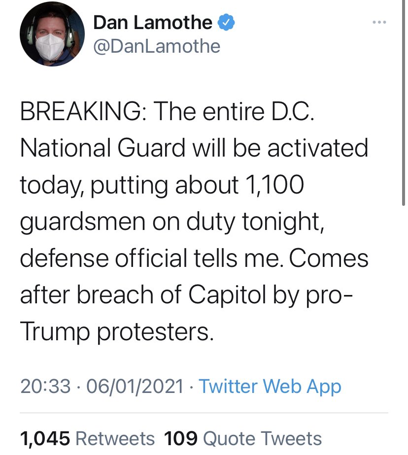 Finally the Defense Dept activates National Guard.
