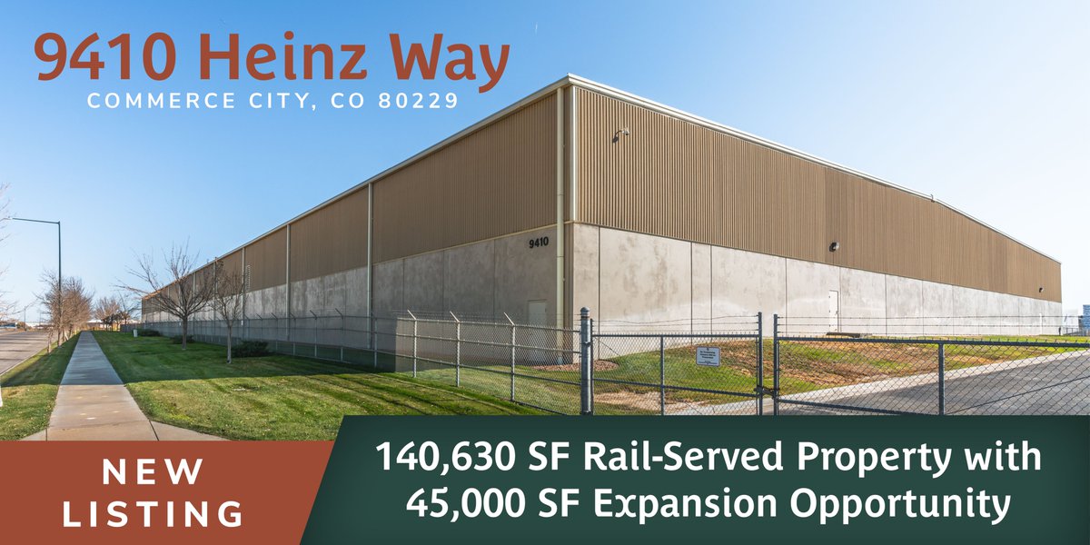 LPCdenver's tweet photo. Rarely Available: BNSF rail-served with spur into building and 45,000 SF expansion opportunity! Accommodates 8 boxcars inside &amp; an additional 8 cars outside. Oversized drive-in doors, large fenced yard, &amp; great highway access. Learn more: https://t.co/RYu0AdB3k3 #industrial #CRE https://t.co/7MAMtOGHLy