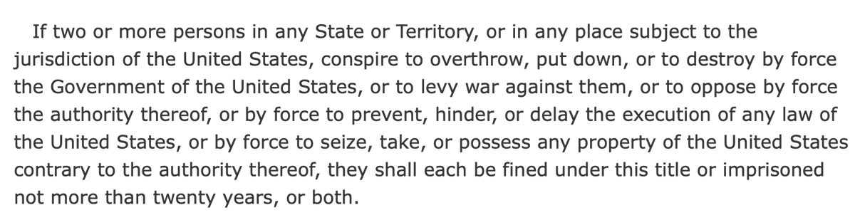 18 U.S. Code § 2384 - Seditious Conspiracy. law.cornell.edu/uscode/text/18…