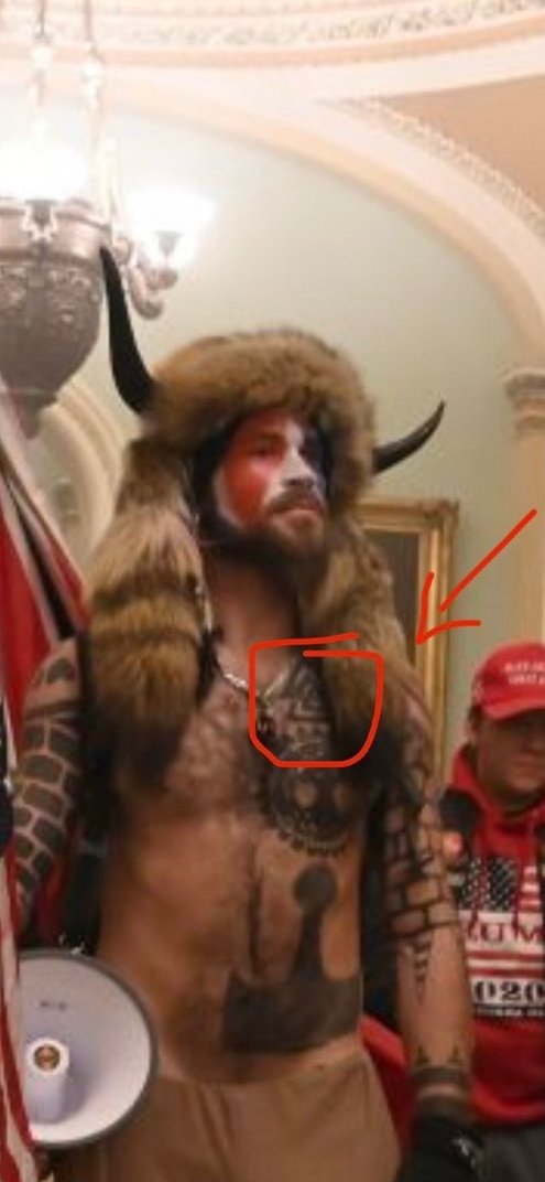 Horns on his head and a pedo symbol on his chest, this is not a Trump supporter! #BreakingNews #breaking #PanicInDC #CapitolBuilding #AntifaTerrorists #bidencrime