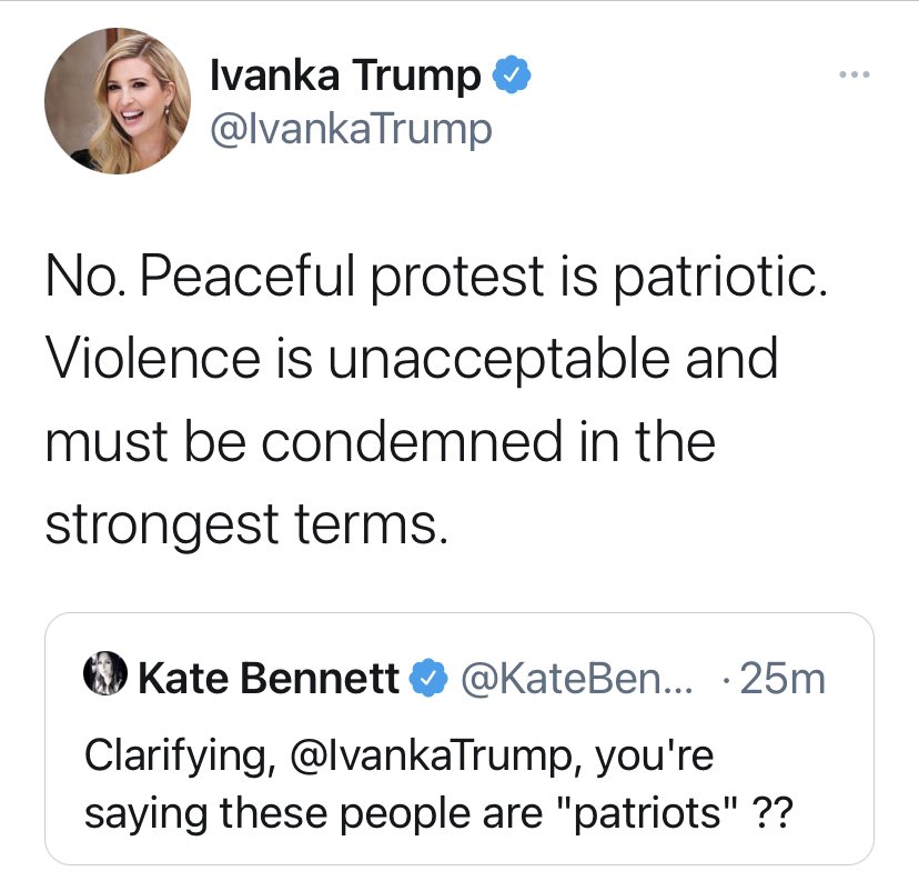 First daughter has a change of heart after describing protestors as “patriotic”  #MarchForTrump