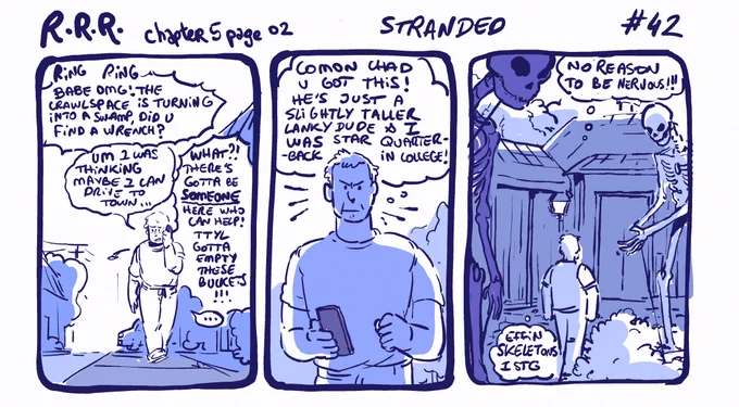 #RodneyRRodney chapter 5 page 2 : stranded. strip 42. Even amazon one day delivery can't help Chad today.... I'm excited to draw the next page... 