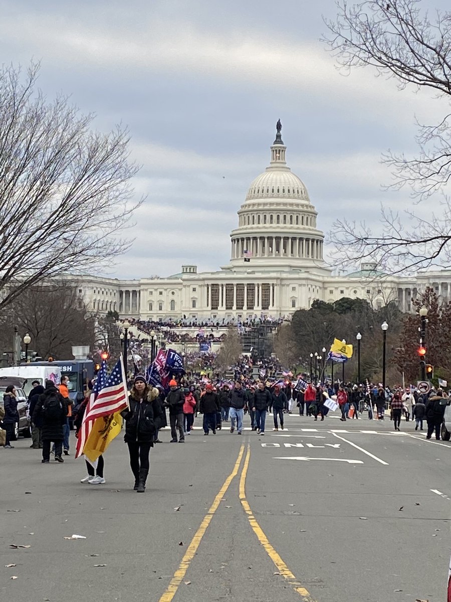 i’m a few blocks away now. a whole fleet of what looked like swat was headed toward the capitol, so i’m not going back. looks like there are still trump supporters holding the steps of the building.