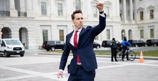 BodineWilliams's tweet photo. When a picture tells the story: Senator #JoshHawley, saluting #TrumpRally supporters on #CapitalHill earlier today. https://t.co/O3ElEveMtj