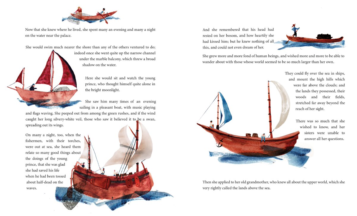 5/9 a little different than the others for this #illustration, but charming in its own way imo.. 
#kidlitart #kidlit #illustrator #artist #artoftheday #hanschristianandersen #thelittlemermaid