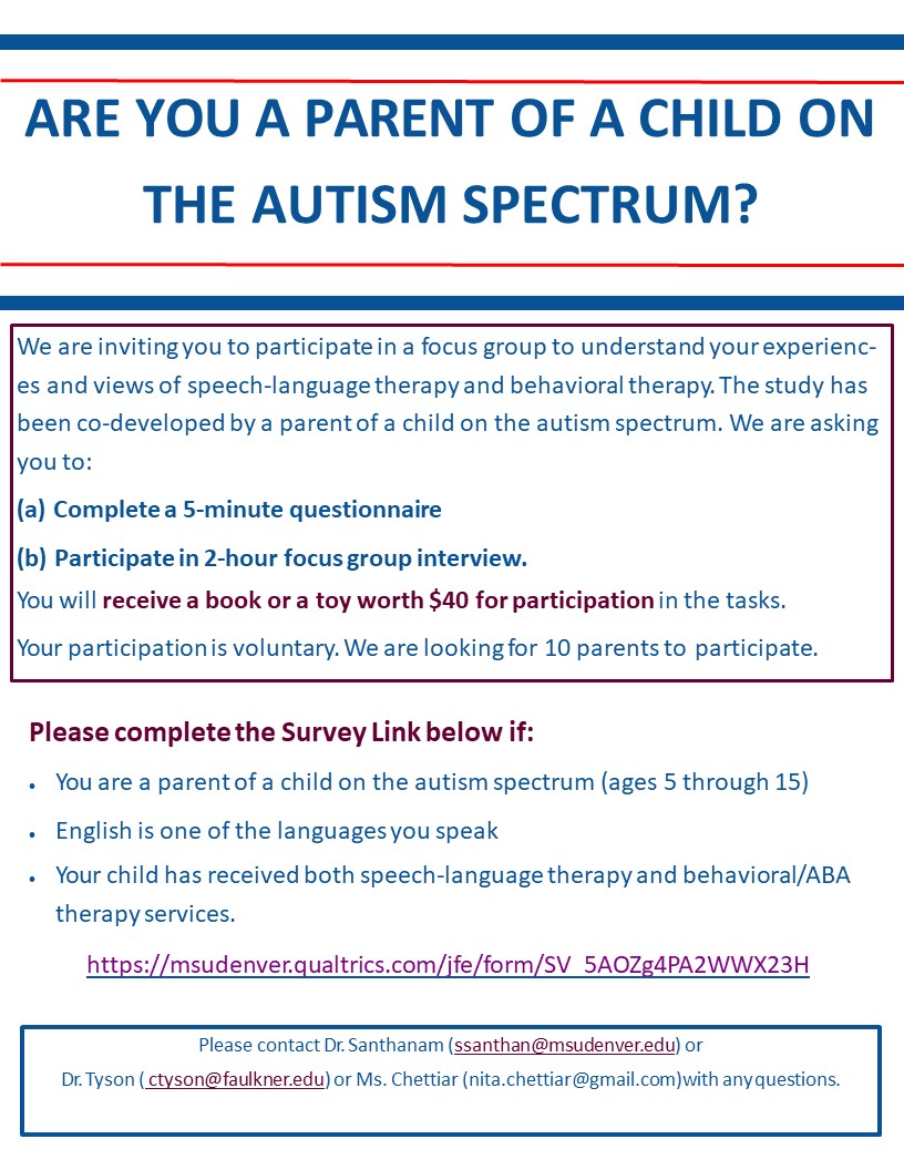 sivaps_s's tweet photo. @AutismMomExpert #slpeeps  Any help with recruitment for this study would be greatly appreciated. It is a participatory research study - a parent of a child on the autism is a co-researcher, and we're hoping to recruit 10 parents. Thanks so much! https://t.co/mO2OMtqNzC https://t.co/4vU5lhVMax