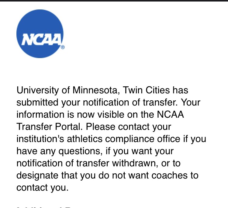 After a lot of soul searching and Prayer I have decided to enter the transfer portal for my remaining 2 years of eligibility. I want to thank my family for the unconditional support. Also I am grateful to UofM for the memories made with my brothers, and the help of my coaches.