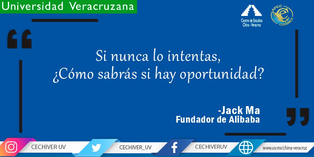 cechiver_uv's tweet photo. "Si nunca lo intentas, ¿cómo sabrás si había alguna oportunidad?"
-Jack Ma, Fundador de Alibaba
Buen inicio de semana☀
Fuente: https://t.co/5nXo8ReYnd
#UniversidadVeracruzana #CECHIVER #JackMa https://t.co/YWgMjGBN7F