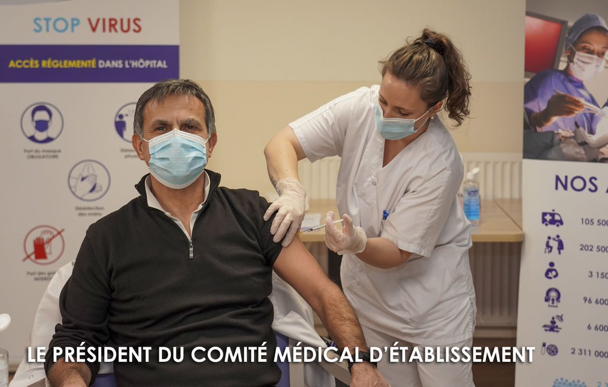CH_Argenteuil's tweet photo. Lancement de la campagne de #vaccination contre la #Covid19, à l'Hôpital d'Argenteuil.
Les membres de la cellule de crise ont donné l'exemple ce mardi 5 janvier. https://t.co/AGZcGdPs4w