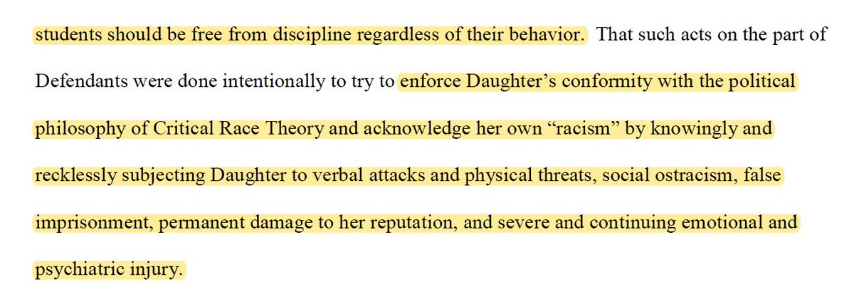 3) Plaintiff's daughter was subjected to "verbal attacks, and physical threats, social ostracism, false imprisonment, permanent damage to her reputation, and severe and continuing emotional and psychiatric injury."