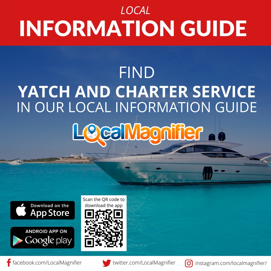 LocalMagnifier's tweet image. Skip the fruitless search! Find Yatch and Charter Services in #LocalMagnifier &apos;s Information guide.

#yatch #charter  #informationguide #local #community #localcommunity