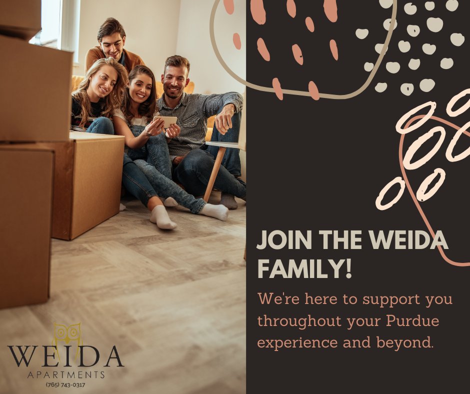 WeidaApts's tweet photo. When you join the Weida family, you're more than just a tenant. Whether you're locked out or your heat stops working, we will take care of you like one of our own. 

Give us a call at 765-743-0317 to get started! https://t.co/89porGPaiM