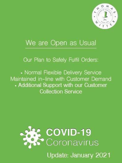 COVID UPDATE - We are open! 
We will continue to fulfil orders as normal &amp; proceed with our current delivery services and schedules
In addition to this we will also be running a Customer Collection Service
For the full update, visit our website
Stay safe
The Thomas Witter team