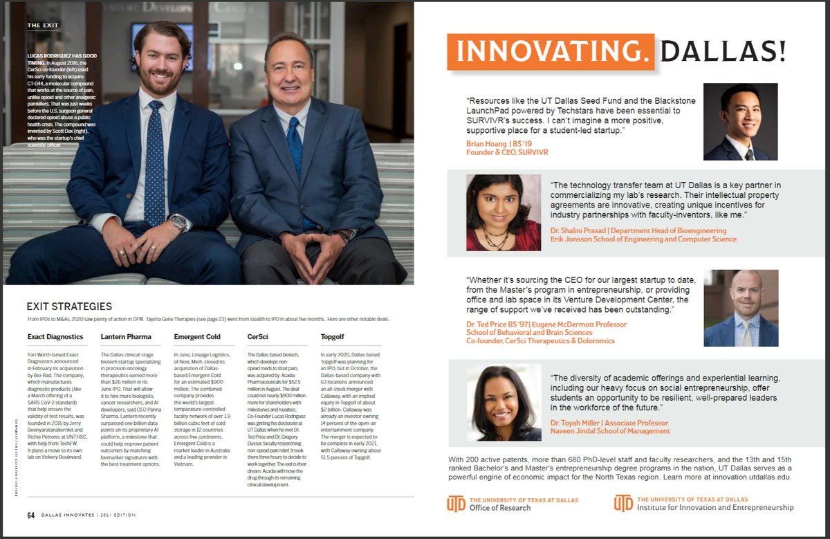 bme_utd's tweet photo. ICYMI: Check out the @DallasInnovates magazine 2021, featuring alumnus Lucas Rodriguez MS’14, PhD’16 In #BiomedicalEngineering and our Department Head Dr. Shalini Prsad.
Read it here: https://t.co/vQ8OYZxcs4
#whoosh #utdbioe #utdallas #innovation https://t.co/uExG8Kkxcz